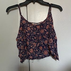 Cropped floral purple tank top